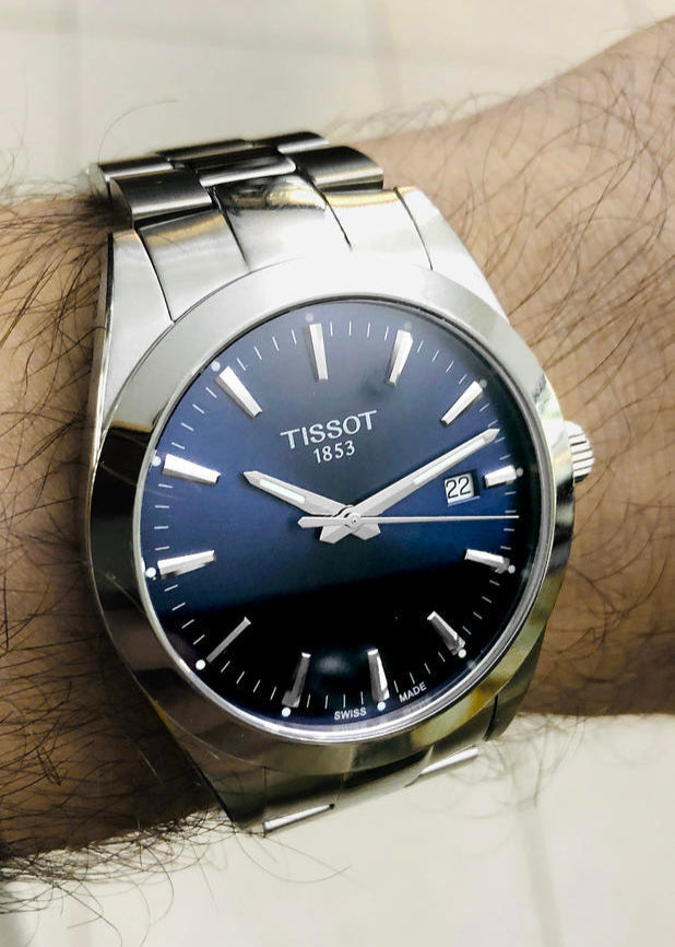 Tissot Gentleman Blue Dial Silver Steel Strap Watch For Men - T127.410.11.041.00