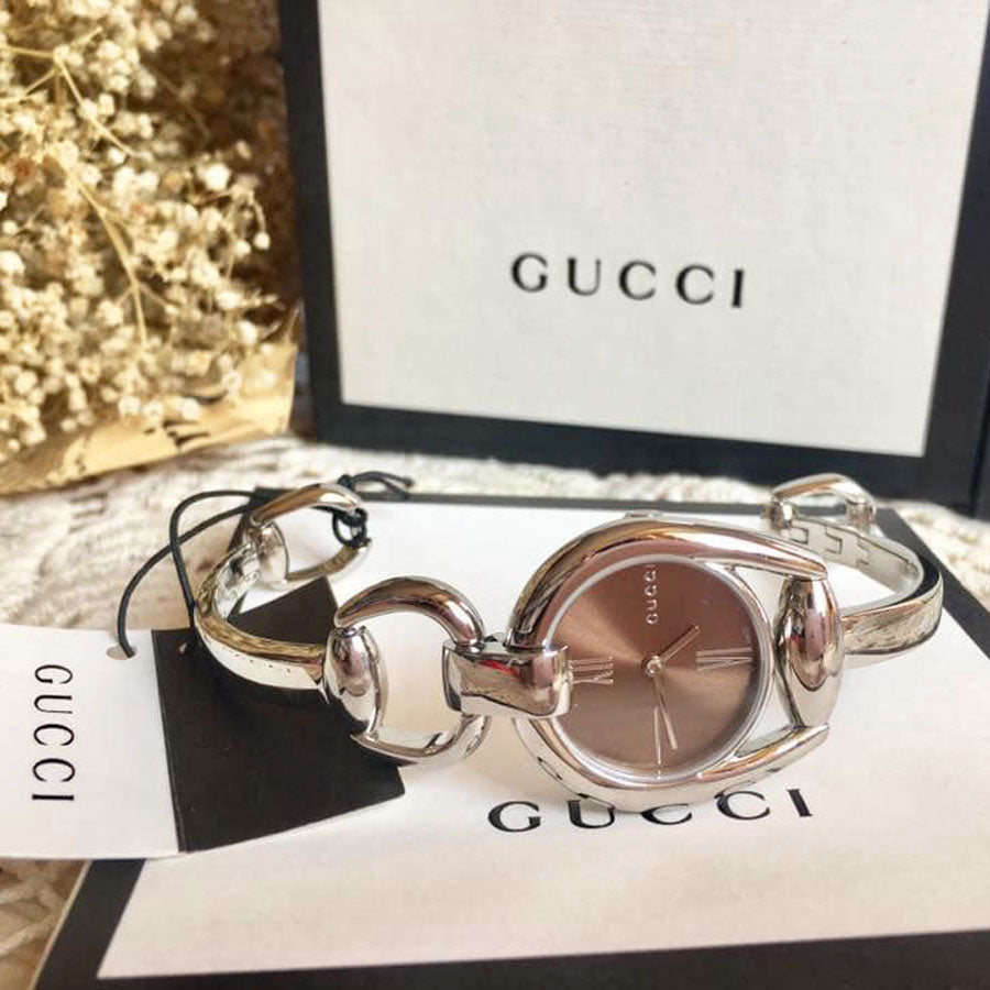  Shop Authentic Gucci Horsebit Collection Quartz Brown Dial Silver Steel Strap Watch For Women - YA139501 - Luxxuri