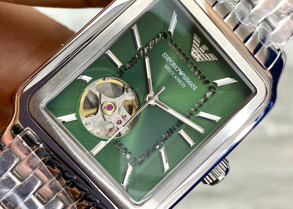  Shop Authentic Emporio Armani Meccanico Automatic Green Dial Silver Steel Strap Watch For Men - AR60067 - Luxxuri