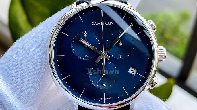  Shop Authentic Calvin Klein Chronograph Blue Dial Black Leather Strap Watch for Men - K8Q371CN - Luxxuri