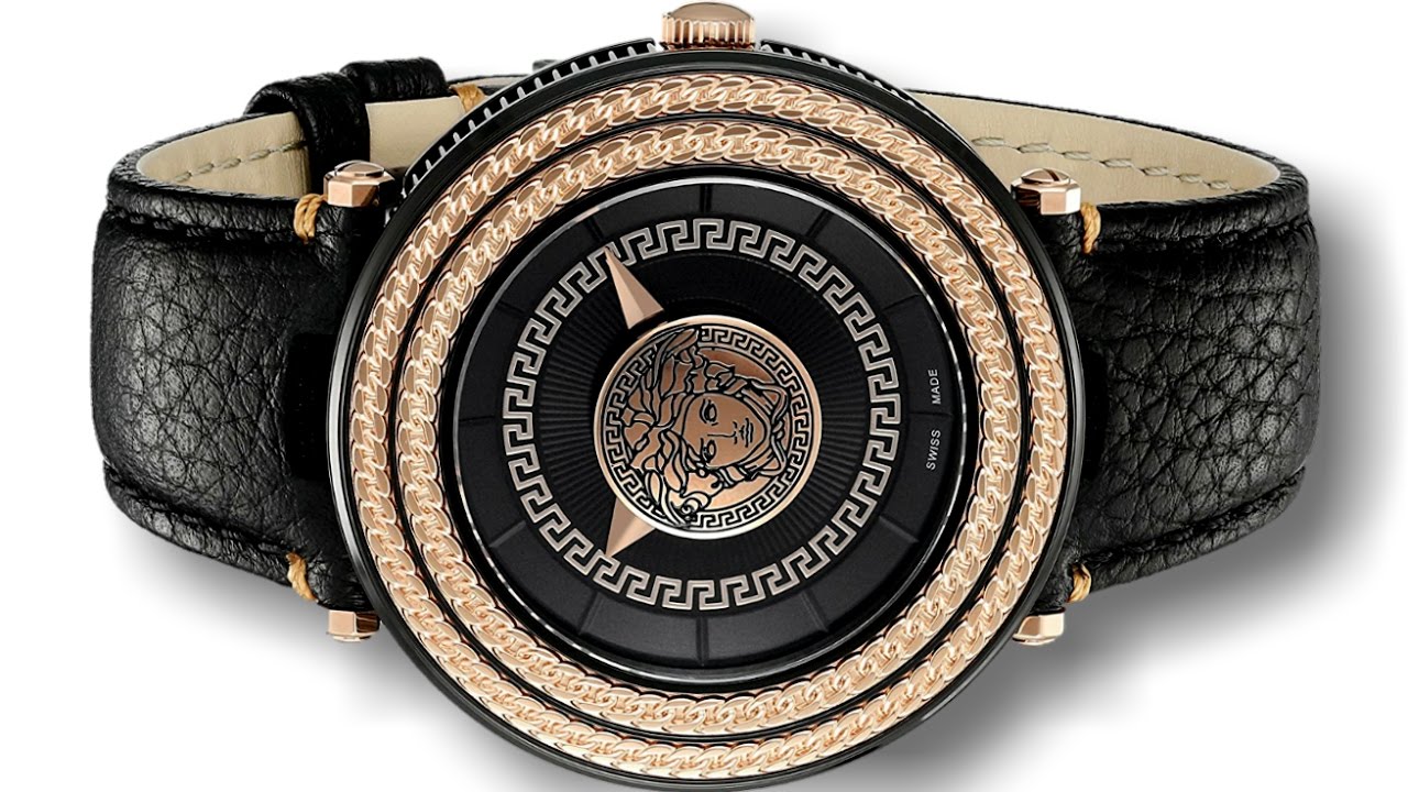  Shop Authentic Versace V-Metal Icon Black Dial Black Leather Strap Watch For Men - VQL030015 - Luxxuri