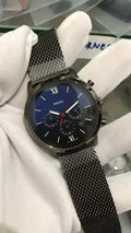 Shop Authentic Fossil Neutra Chronograph Blue Dial Silver Mesh Bracelet Watch for Men - FS5383 - Luxxuri