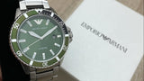  Shop Authentic Emporio Armani Diver Chronograph Green Dial Silver Steel Strap Watch For Men - AR11500 - Luxxuri