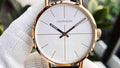  Shop Authentic Calvin Klein Even White Dial Black Leather Strap Watch for Women - K7B216C6 - Luxxuri