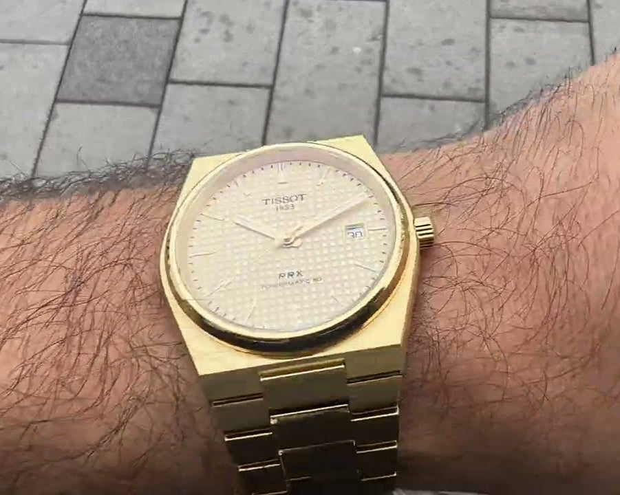  Shop Authentic Tissot PRX Powermatic 80 Gold Dial Gold Steel Strap Watch for Men - T137.407.33.021.00 - Luxxuri