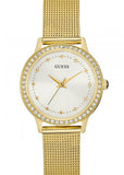  Shop Authentic Guess Chelsea Crystals Mother of Pearl White Dial Gold Mesh Bracelet Watch For Women - W0647L7 - Luxxuri