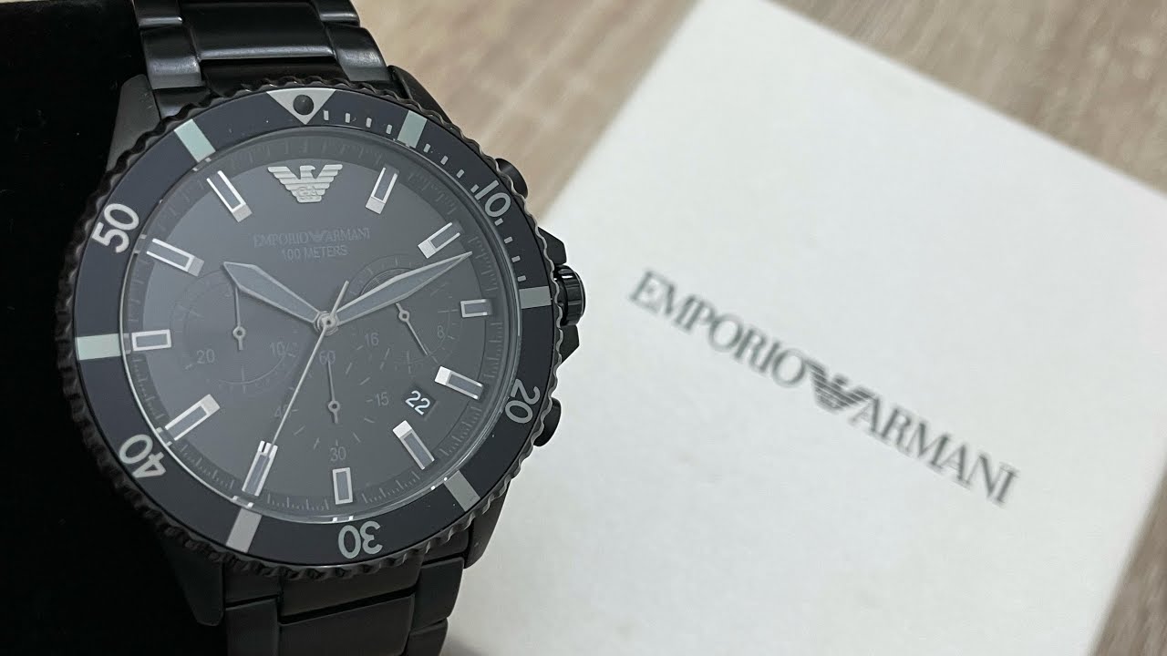  Shop Authentic Emporio Armani Diver Chronograph Black Dial Black Silicon Strap Watch For Men - AR11515 - Luxxuri