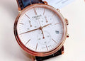 Tissot Carson Premium Chronograph White Dial Brown Leather Strap Watch For Men - T122.417.36.011.00