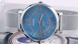  Shop Authentic Fossil Jacqueline Mother of Pearl Blue Dial Silver Mesh Strap Watch for Women - ES4322 - Luxxuri