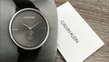  Shop Authentic Calvin Klein Accent Black Dial Black Leather Strap Watch for Women - K2Y231C3 - Luxxuri