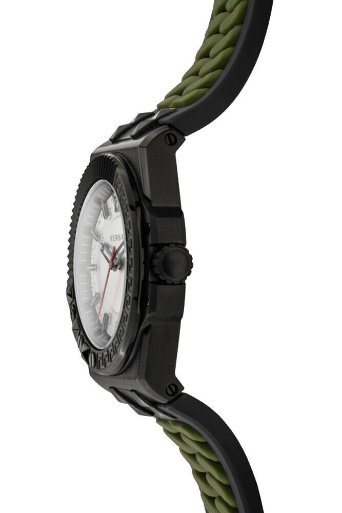  Shop Authentic Versace Chain Reaction Quartz White Dial Green Rubber Strap Watch for Men - VEDY00419 - Luxxuri