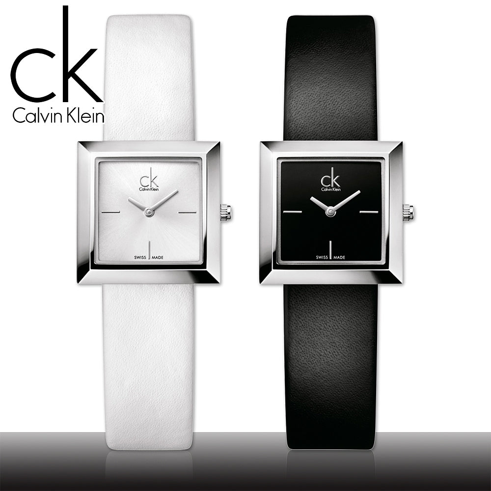  Shop Authentic Calvin Klein Mark Silver Dial White Leather Strap Watch for Women - K3R231L6 - Luxxuri
