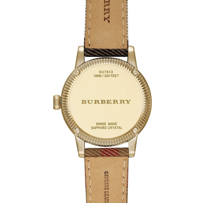  Shop Authentic Burberry Utilitarian White Dial Multicolor Leather Strap Watch for Women - BU7853 - Luxxuri