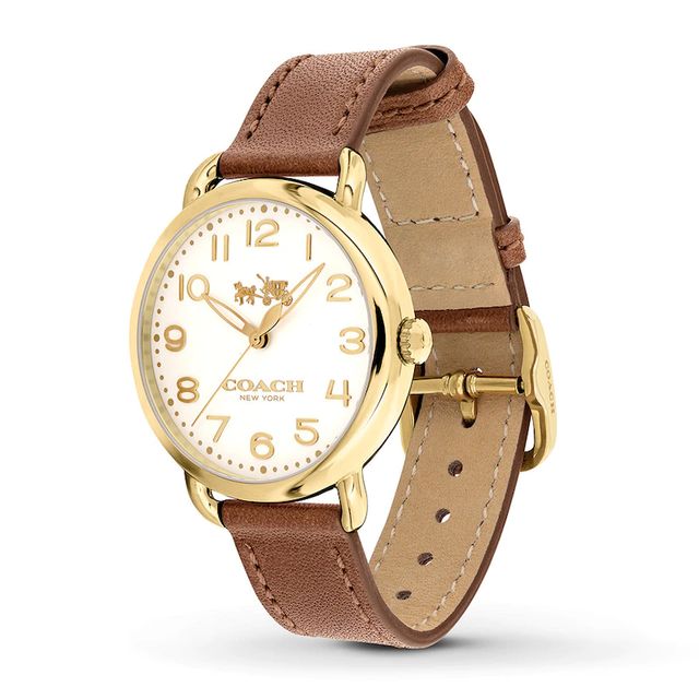 Coach Delancey White Dial Brown Leather Strap Watch for Women - 14502715
