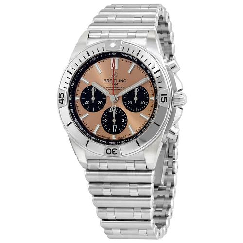 Shop Authentic Breitling Chronomat B01 42 Brown Dial Silver Steel Strap Watch for Men - AB0134101K1A1 - Luxxuri