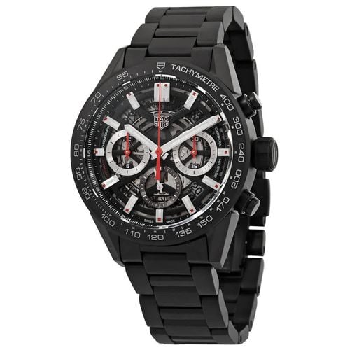  Shop Authentic Tag Heuer Carrera Automatic Chronograph Black Dial Black Steel Strap Watch for Men - CBG2090.BH0661 - Luxxuri