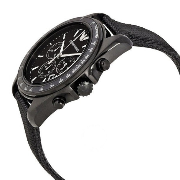 Shop Authentic Emporio Armani Sigma Chronograph Black Dial Black Leather Strap Watch For Men - AR6131 - Luxxuri