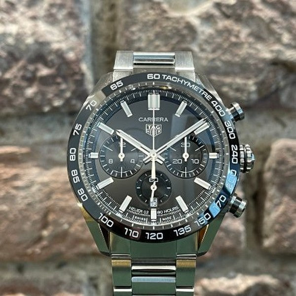  Shop Authentic Tag Heuer Carrera Automatic Chronograph Black Dial Silver Steel Strap Watch for Men - CBN2A1B.BA0643 - Luxxuri