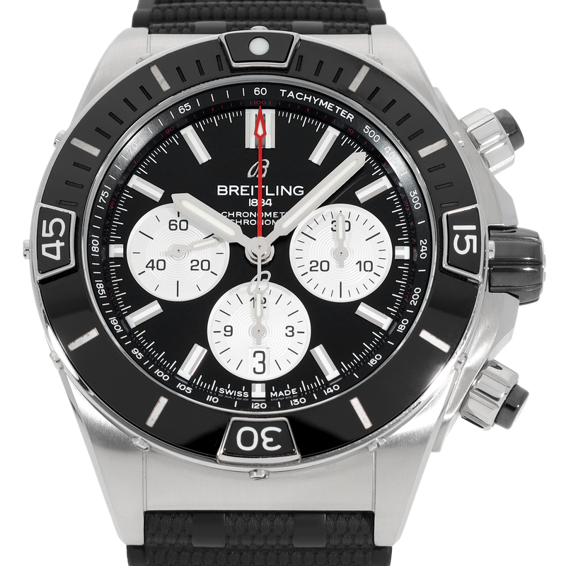  Shop Authentic Breitling Super Chronomat B01 44 Black Dial Black Rubber Strap Watch for Men - AB0136251B1S1 - Luxxuri