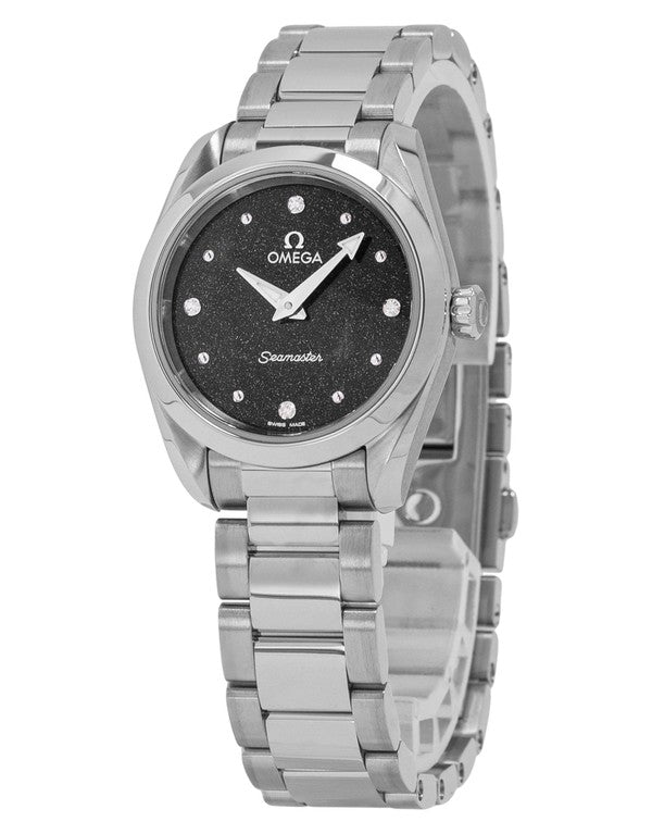  Shop Authentic Omega Seamaster Aqua Terra Quartz Diamond Black Dial Silver Steel Strap Watch for Women - 220.10.28.60.51.001 - Luxxuri
