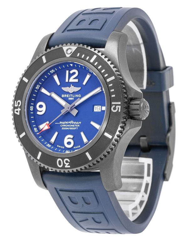 Breitling Superocean Automatic 46mm Blue Dial Blue Rubber Strap Watch for Men - M17368D71C1S1