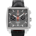 Tag Heuer Monaco Calibre 12 Final Edition Chronograph Grey Dial Black Leather Strap Watch for Men - CAW211J.FC6476