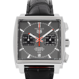  Shop Authentic Tag Heuer Monaco Calibre 12 Final Edition Chronograph Grey Dial Black Leather Strap Watch for Men - CAW211J.FC6476 - Luxxuri