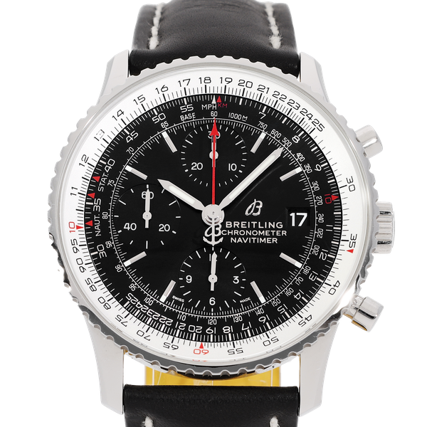  Shop Authentic Breitling Navitimer 1 Chronograph 41mm Automatic Black Dial Black Leather Strap Mens Watch - A13324121B1P1 - Luxxuri