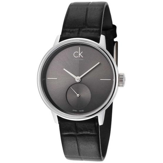  Shop Authentic Calvin Klein Accent Black Dial Black Leather Strap Watch for Men - K2Y211C3 - Luxxuri
