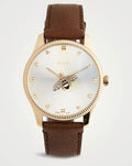  Shop Authentic Gucci G Timeless Quartz Silver Dial Brown Leather Strap Watch For Women - YA1265022 - Luxxuri