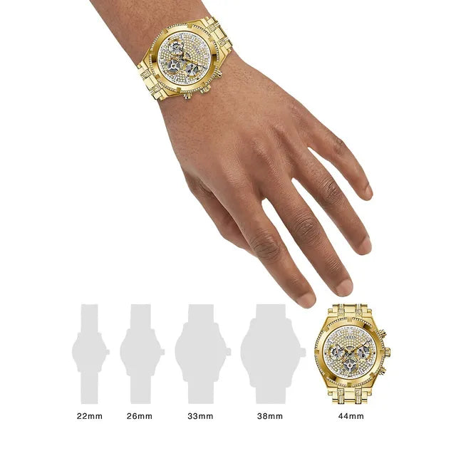  Shop Authentic Guess Continental Diamonds Gold Dial Gold Steel Strap Watch for Men - GW0261G2 - Luxxuri