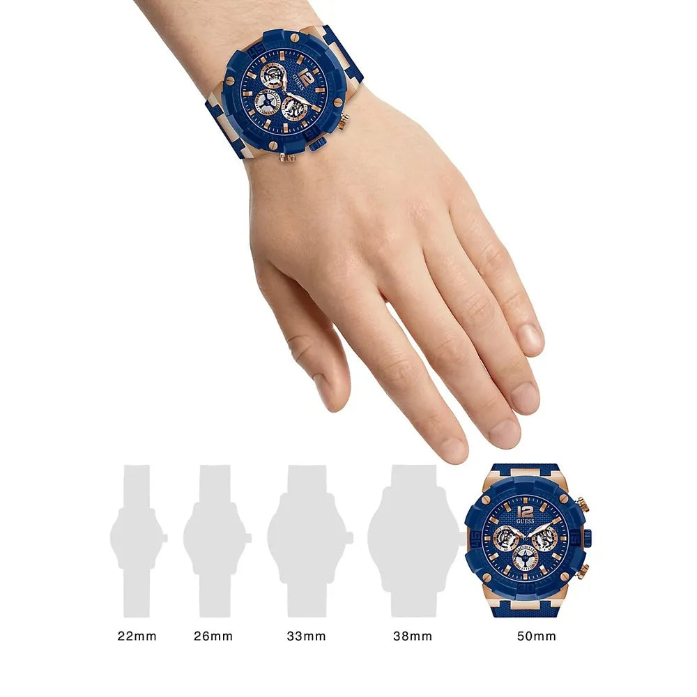  Shop Authentic Guess Navigator Chronograph Blue Dial Blue Rubber Strap Watch for Men - GW0264G4 - Luxxuri