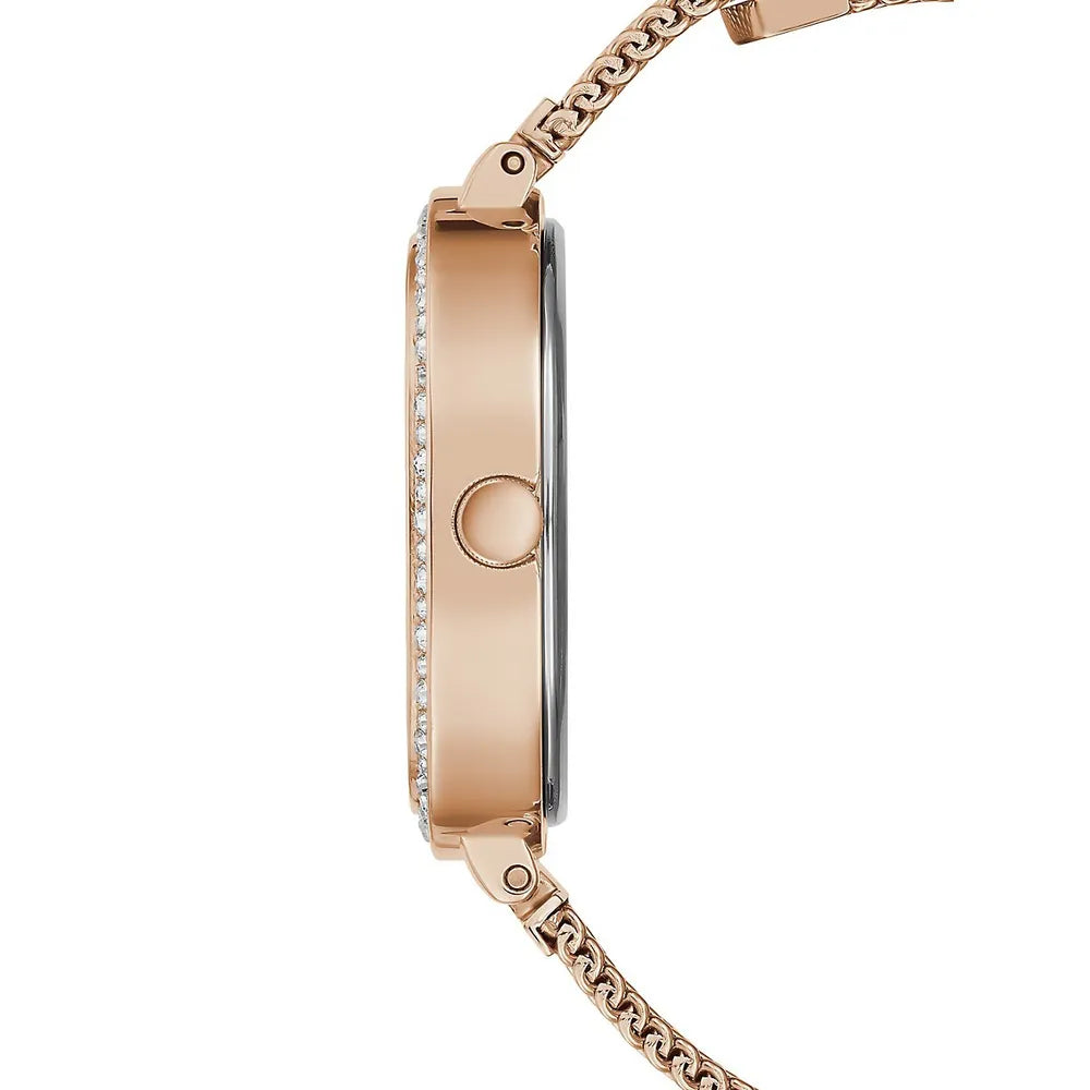  Shop Authentic Guess Tapestry Diamonds Rose Gold Dial Rose Gold Mesh Bracelet Watch for Women - GW0354L3 - Luxxuri
