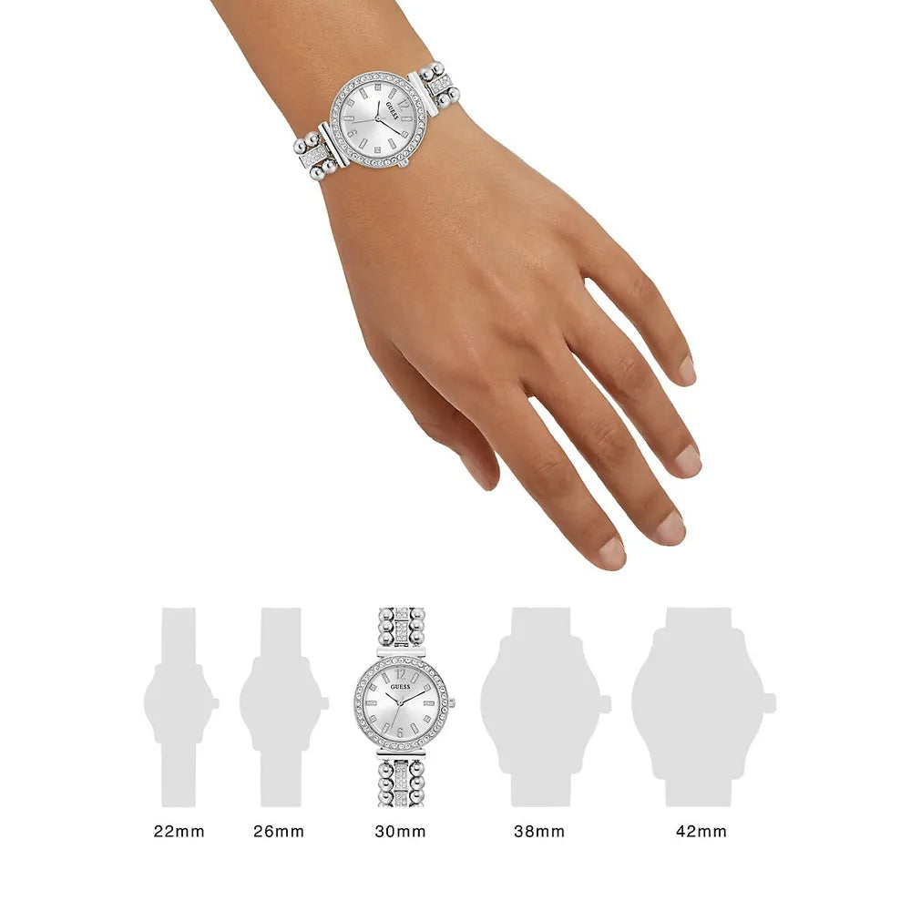  Shop Authentic Guess Gala Diamonds Silver Dial Silver Steel Strap Watch for Women - GW0401L1 - Luxxuri