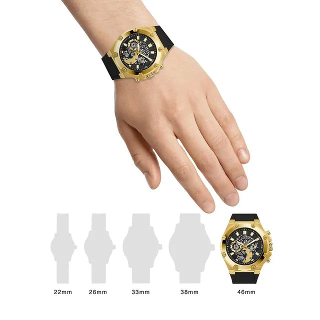  Shop Authentic Guess Third Gear Multifunction Black Dial Black Rubber Strap Watch for Men - GW0334G2 - Luxxuri
