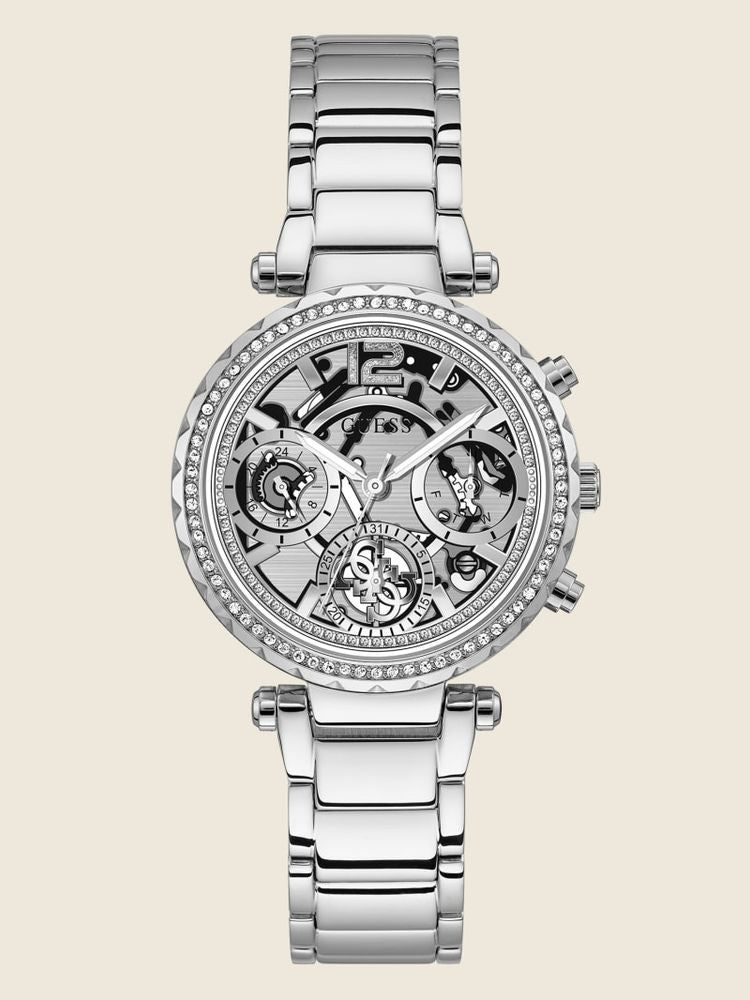  Shop Authentic Guess Solstice Diamonds Silver Dial Silver Steel Strap Watch for Women - GW0403L1 - Luxxuri