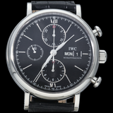  Shop Authentic IWC Portofino Chronograph Black Dial Black Leather Strap Watch for Men - IW391008 - Luxxuri