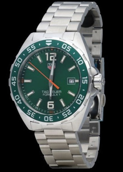  Shop Authentic Tag Heuer Formula 1 Quartz Green Dial Silver Steel Strap Watch for Men - WAZ1017.BA0842 - Luxxuri
