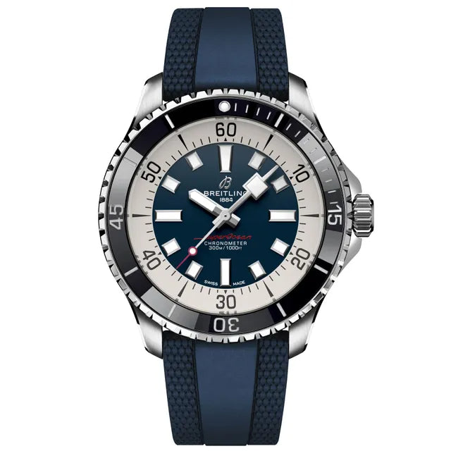  Shop Authentic Breitling Superocean Automatic 46 Blue Dial Blue Rubber Strap Watch for Men - A17378E71C1S1 - Luxxuri