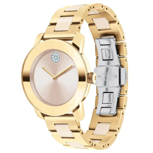  Shop Authentic Movado Bold Beige Dial Two Tone Steel Strap Watch For Women - 3600640 - Luxxuri