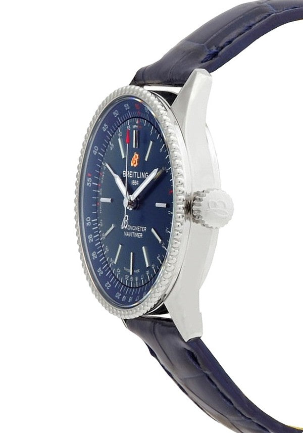  Shop Authentic Breitling Navitimer Automatic 35 Blue Dial Blue Leather Strap Watch for Men - A17395161C1P1 - Luxxuri
