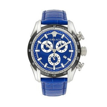  Shop Authentic Versace V-Ray Chronograph Quartz Blue Dial Blue Leather Strap Watch for Men - VE2I00721 - Luxxuri