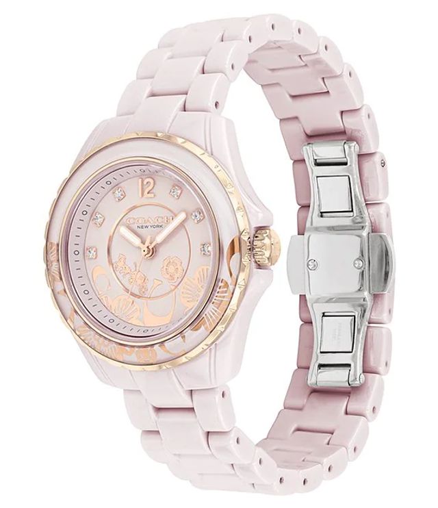 Coach Preston Pink Dial Pink Steel Strap Watch for Women - 14503465