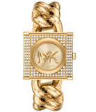  Shop Authentic Michael Kors Chain Lock Analog Crystals Silver Dial Gold Steel Strap Watch for Women - MK4809 - Luxxuri