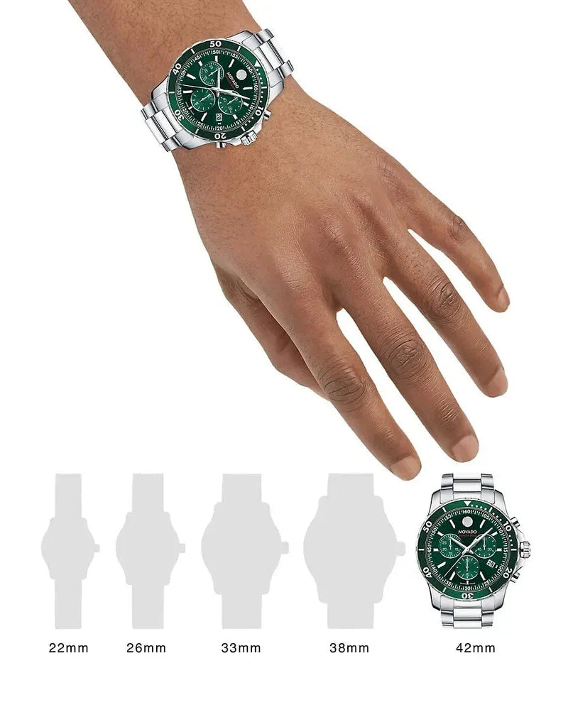  Shop Authentic Movado Series 800 Chronograph Green Dial Silver Steel Strap Watch for Men - 2600179 - Luxxuri