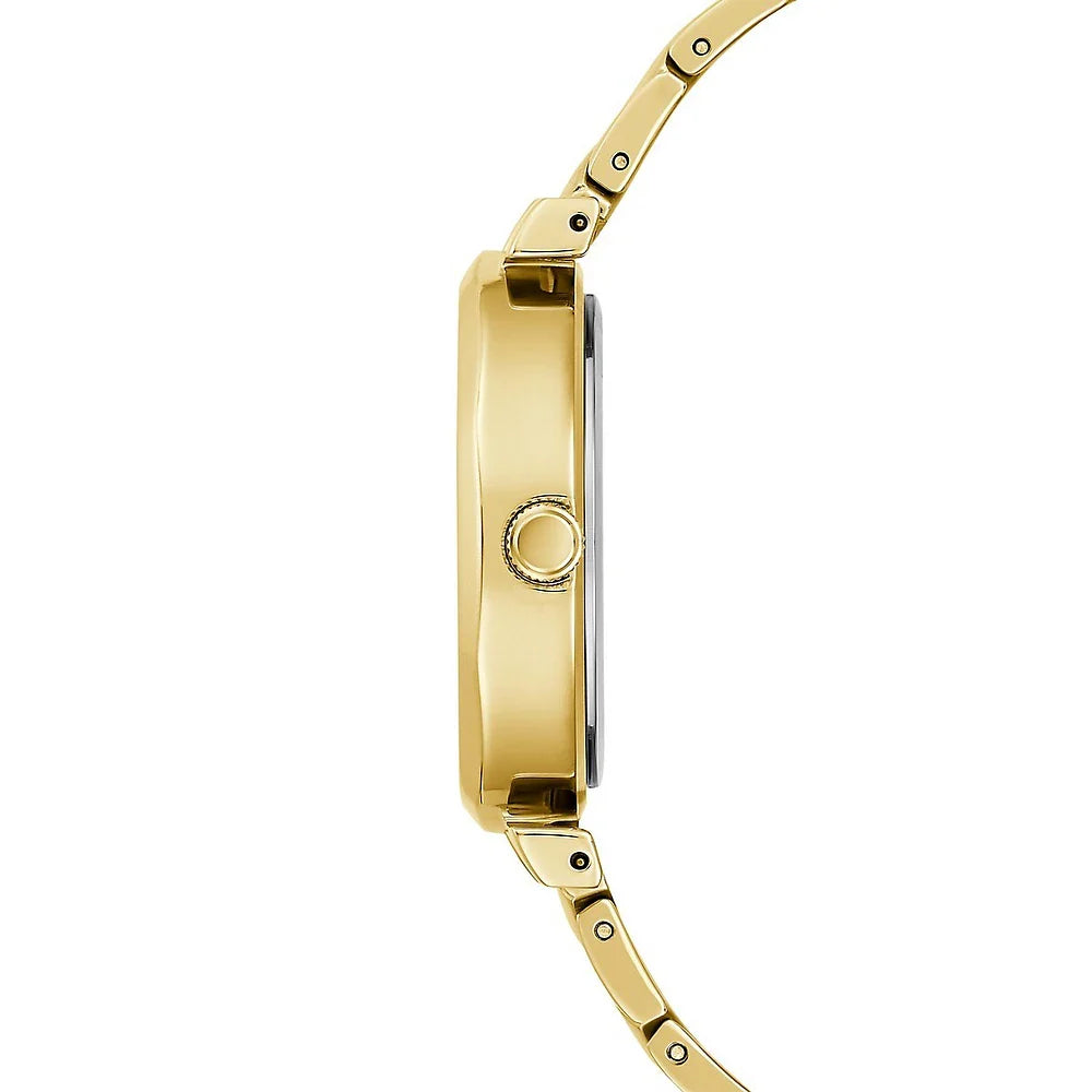  Shop Authentic Guess Rumour Quartz Gold Dial Gold Steel Strap Watch For Women - GW0613L2 - Luxxuri