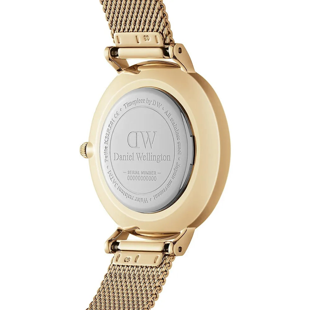  Shop Authentic Daniel Wellington Petite Emerald Green Dial Gold Mesh Strap Watch For Women - DW00100479 - Luxxuri