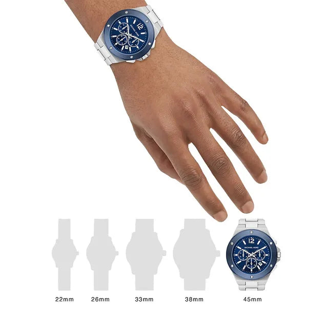  Shop Authentic Michael Kors Lennox Chronograph Blue Dial Silver Steel Strap Watch For Men - MK8938 - Luxxuri