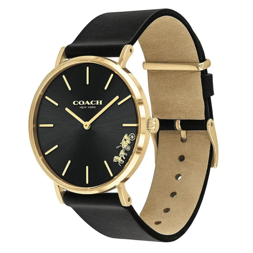 Coach Perry Black Dial Black Leather Strap Watch for Women - 14503333
