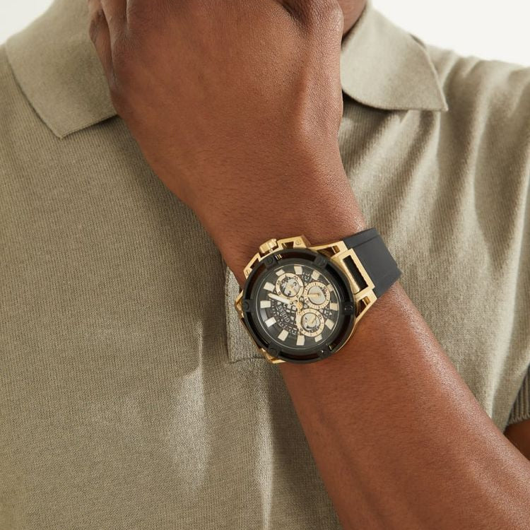  Shop Authentic Guess Poseidon Chronograph Black Dial Black Silicone Strap Watch For Men - GW0425G1 - Luxxuri